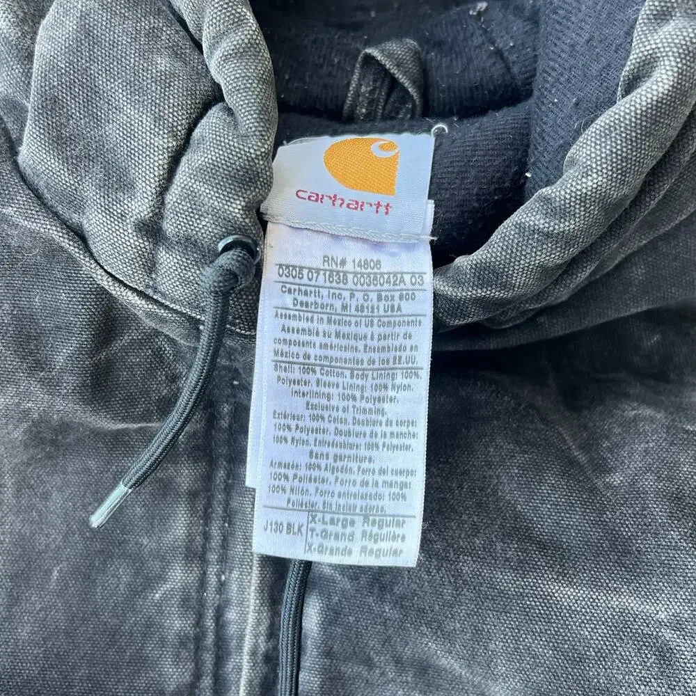 Carhartt J130 BLK faded black hooded work wear jacket